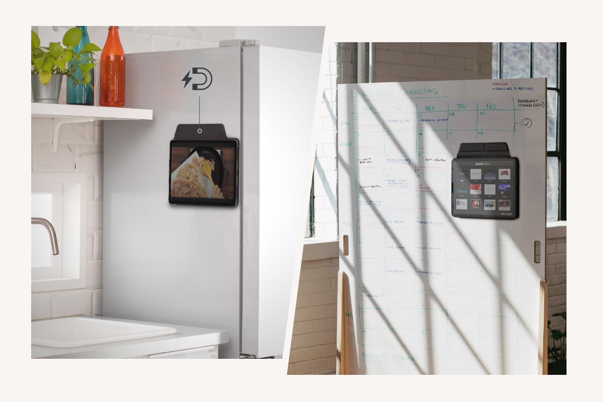 Die magnetische Schutzhülle von VersaCover ermöglicht ein sicheres Aufhängen auf jeder Metallfläche. Hängen Sie es an den Kühlschrank, um Ihren Lieblingsrezepten beim Kochen leicht folgen zu können oder an ein Whiteboard, um Videos, Diagramme und andere Online-Inhalte während des Unterrichts in der Nähe aufzubewahren.