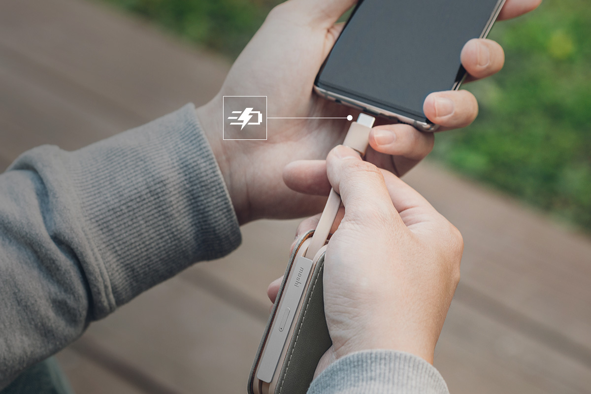 The battery supports 15 W output through USB-C and 12 W output through Lightning. It will power up your iPhone more than 2 times faster than your 5 W Apple charger.