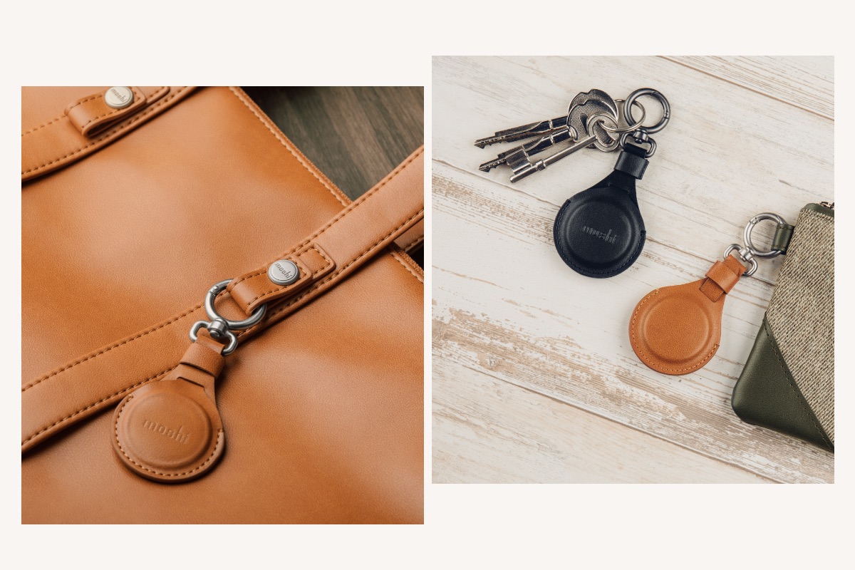 The AirTag Key Ring encases your AirTag completely in premium vegan leather for the ultimate in protection against bumps and scratches, with a fixed loop to secure the Key Ring closed and keep your AirTag safe from loss or damage.