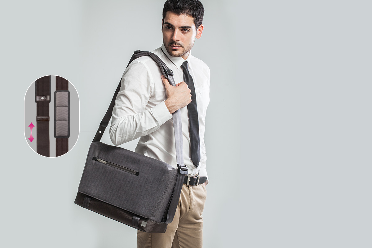 Bandoulière ViscoStrap™ rembourrée aide à réduire le poids du sac de 30% pour un plus grand confort.