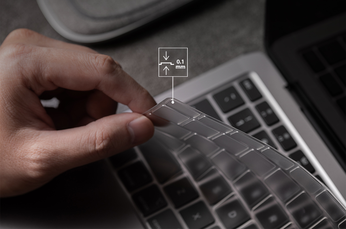 Five times slimmer than a traditional silicone keyboard protector.