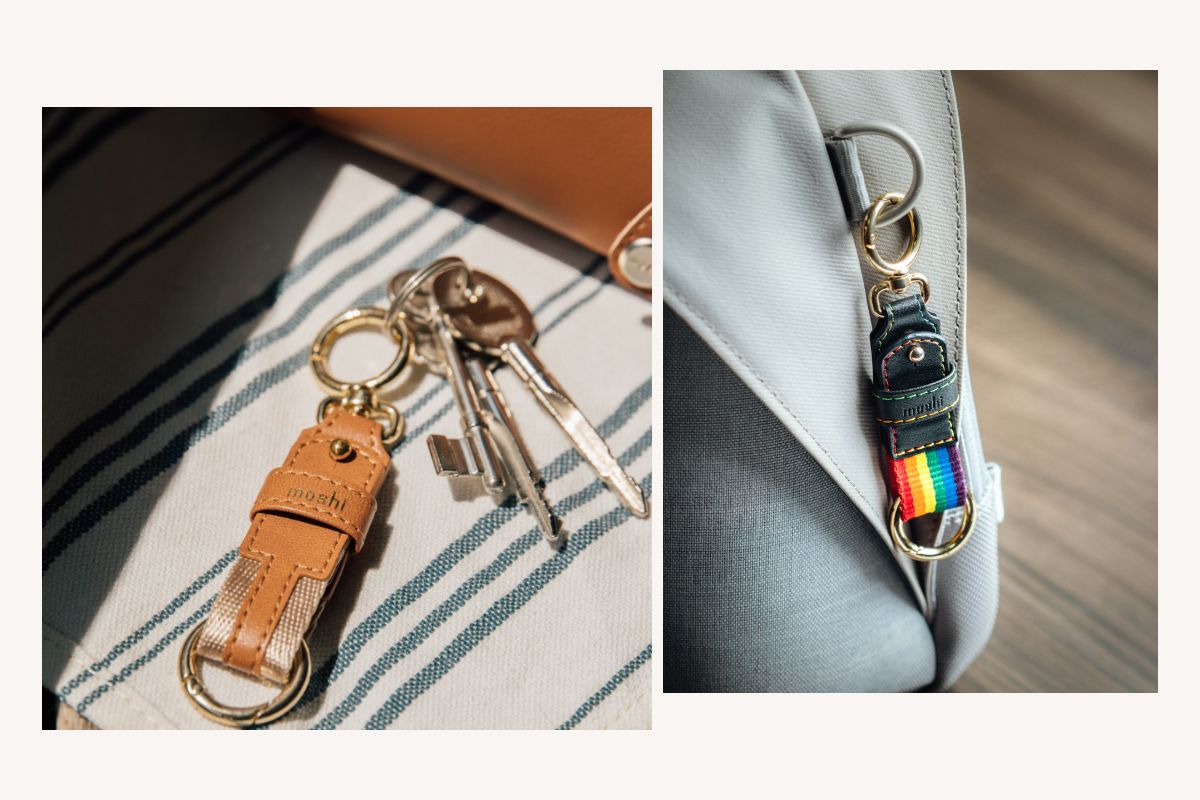 Befestigen Sie den Schlüsselring von Moshi schnell und einfach an Ihrem Rucksack, Ihrer Reisetasche, Handtasche und vielem mehr. Er ist mit einem hochwertigen Verschluss aus einer Zinklegierung ausgestattet, um Ihre Schlüssel übersichtlich und leicht auffindbar zu halten und bietet einen zusätzlichen Schutz vor unerwarteten Unfällen oder Verlust.