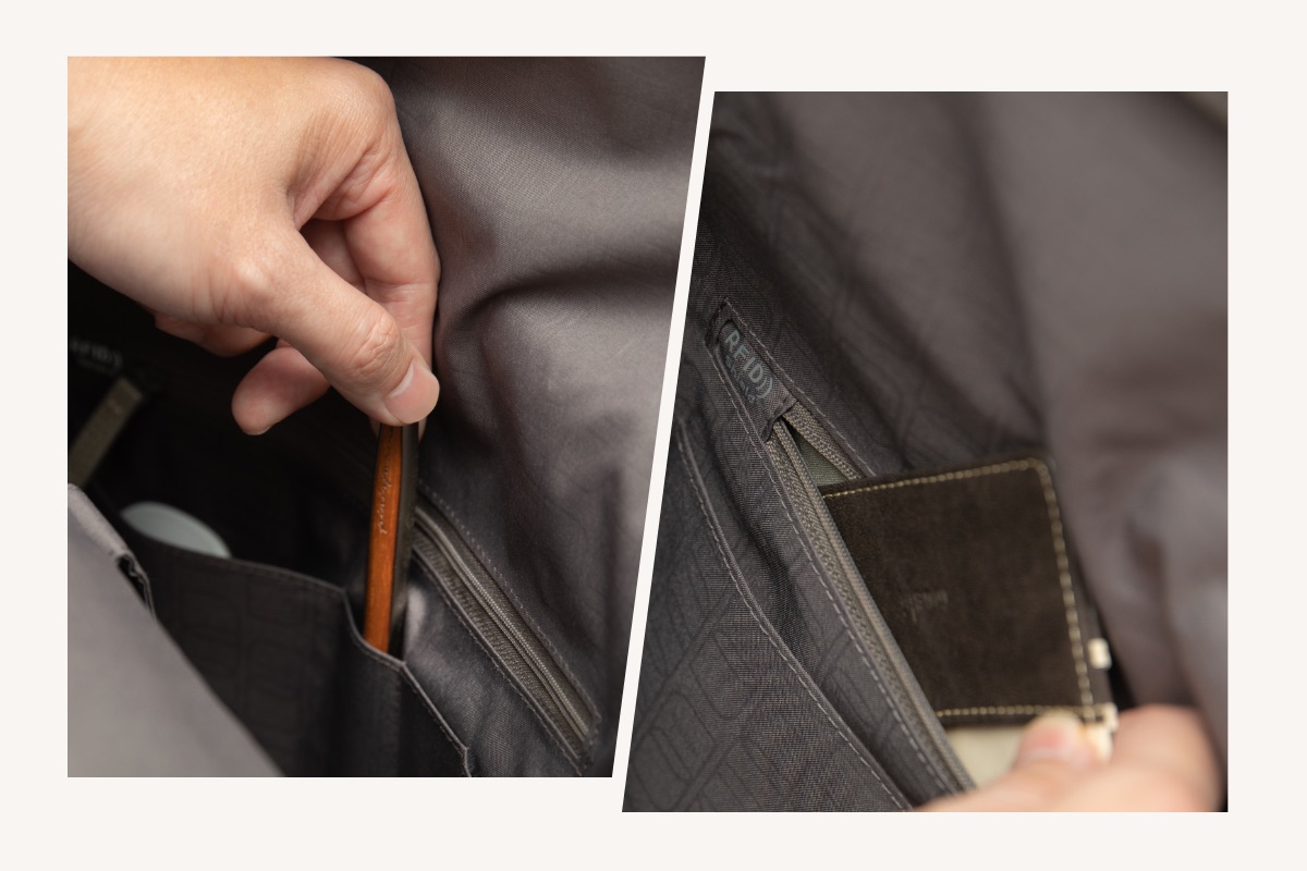 Lleva todo lo que necesitas para el día o la noche con facilidad y sabiendo exactamente dónde encontrarlo. Vespo cuenta con un espacioso interior con un gran compartimento interno, un compartimento acolchado para un portátil de 13", bolsillos internos de malla para guardar objetos más pequeños y un bolsillo RFID para proteger tus datos personales del robo.