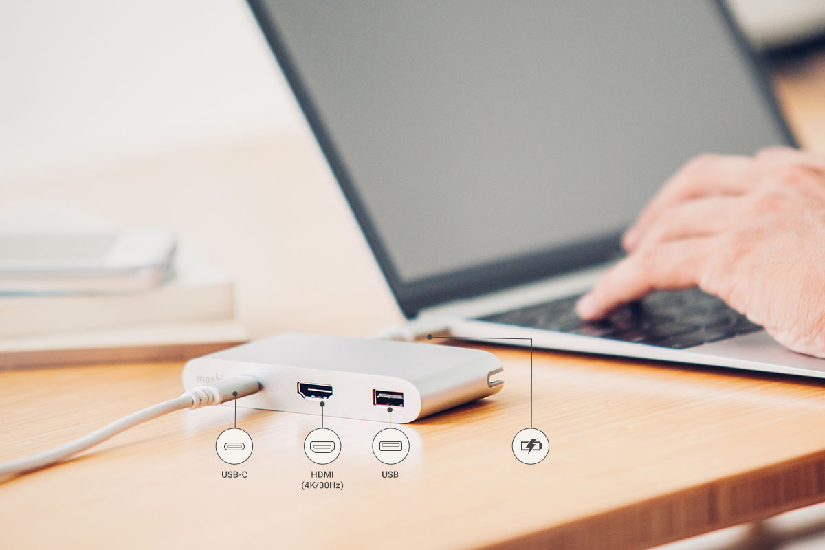 Der Adapter unterstützt auch schnell - Aufladen Ihres Notebooks Dank Pass-through-Funktion der USB-C-Buchse.
