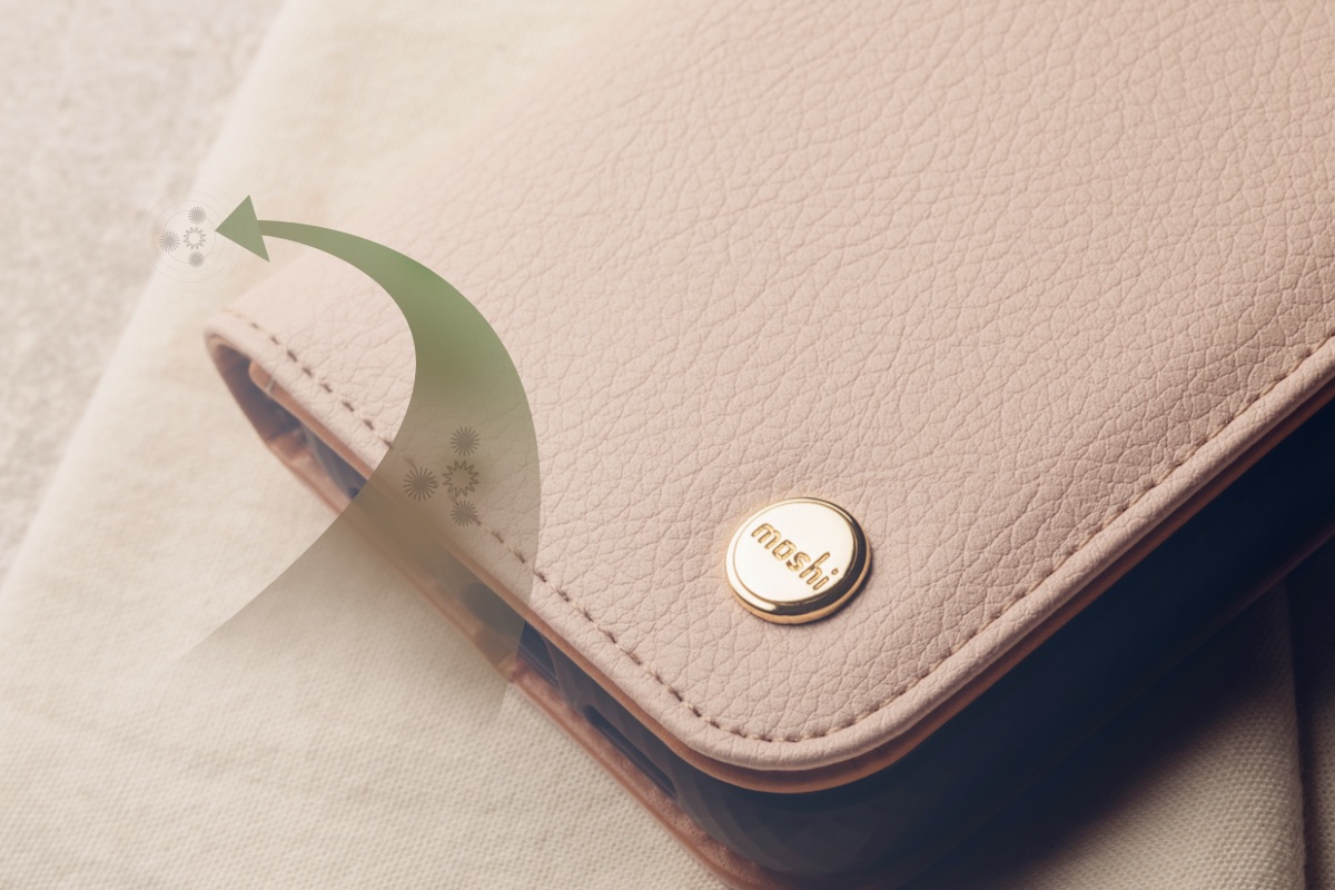 L'extérieur doux au toucher, donne non seulement un aspect raffiné et élégant, mais protège également le téléphone des éléments pendant votre absence. Pour assurer une protection supplémentaire, Overture est équipé du revêtement breveté antimicrobien NanoShield™ de Moshi qui tue les germes et les bactéries au contact.