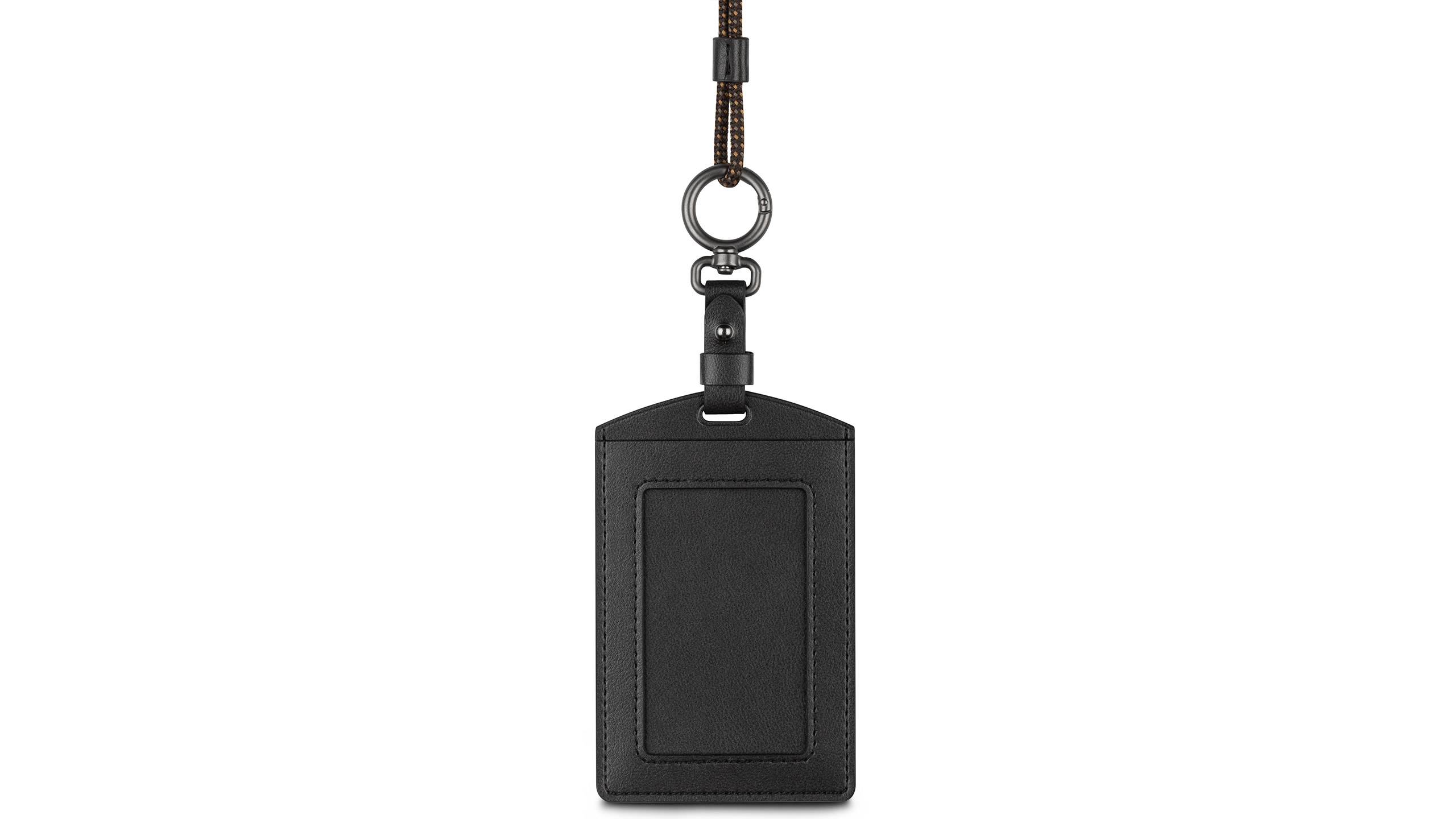 Vegan leather Dual-sided Badge Holder with adjustable lanyard