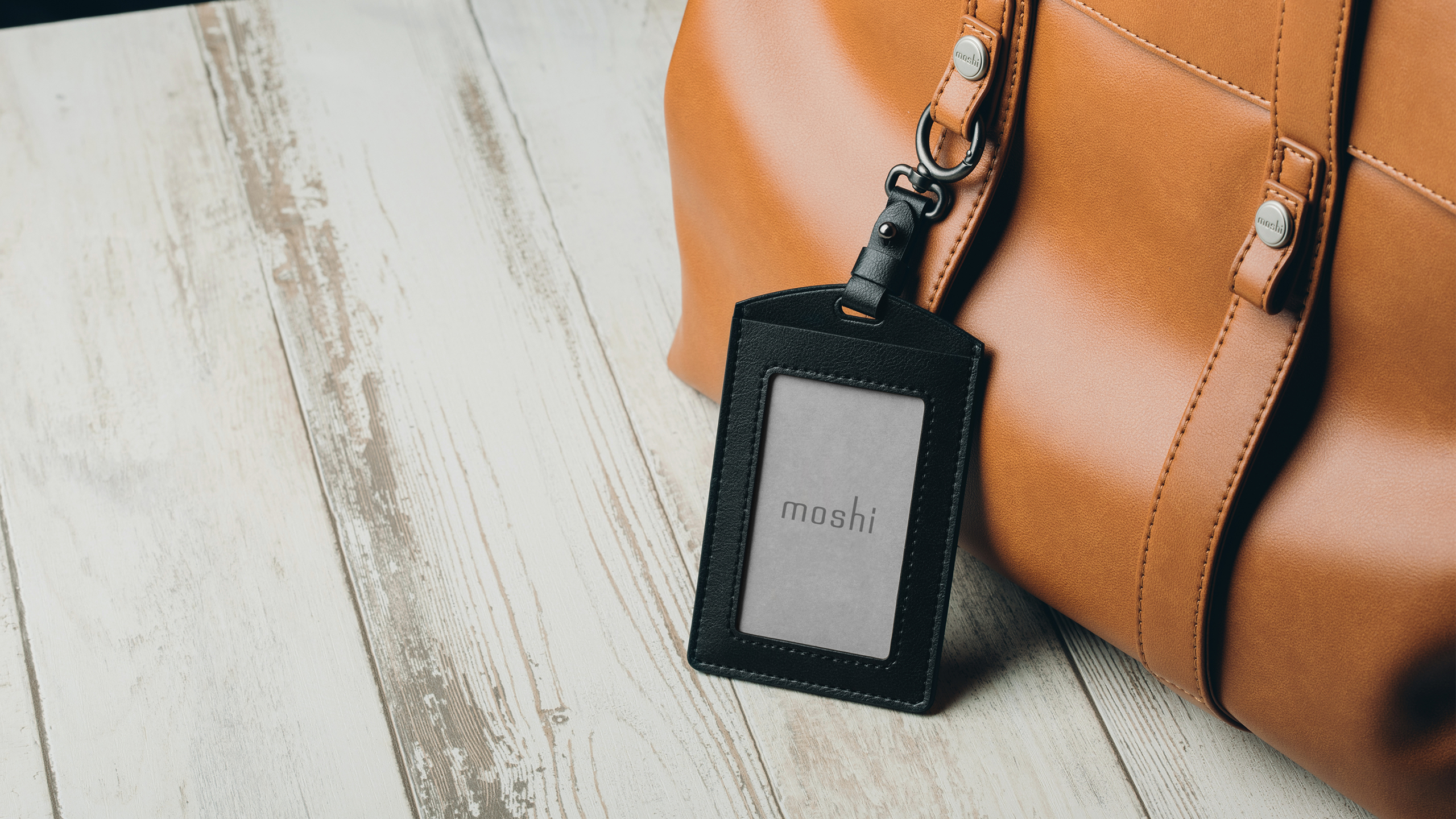 Vegan leather Dual-sided Badge Holder with adjustable lanyard